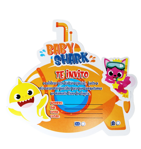 BABY SHARK INVITACIONES DE CUMPLEAÑOS - 6"X7" - 6 UNID.