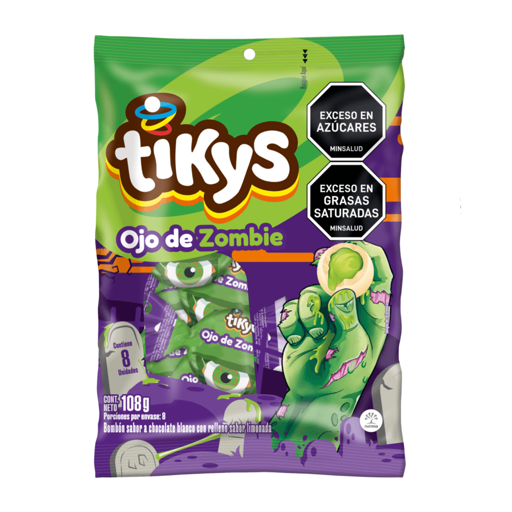 OJO DE ZOMBIE TIKYS - BOMBONES DE CHOCOLATE - 108 GRAMOS - 1 UNID.