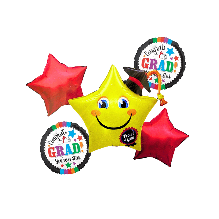 GLOBO FOIL ESTRELLA GRAD BOUQUET - GRADUACION - 5 PIEZAS