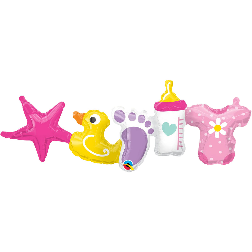GLOBO FOIL BABY GIRL -  GARLAND - 12X38