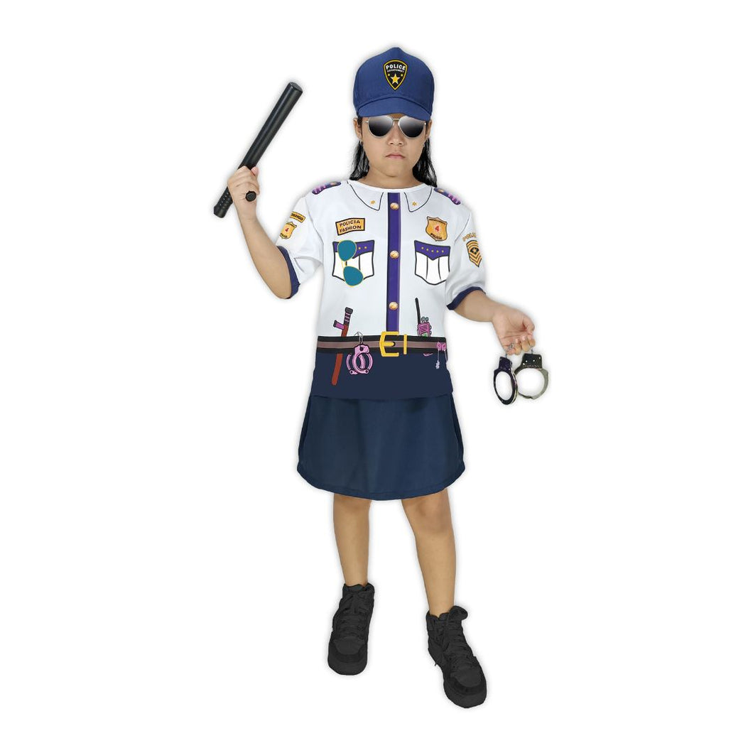 DISFRAZ DE POLCIA NIÑA - PARA NIÑOS DE 3 A 8 AÑOS - 1 UNID.