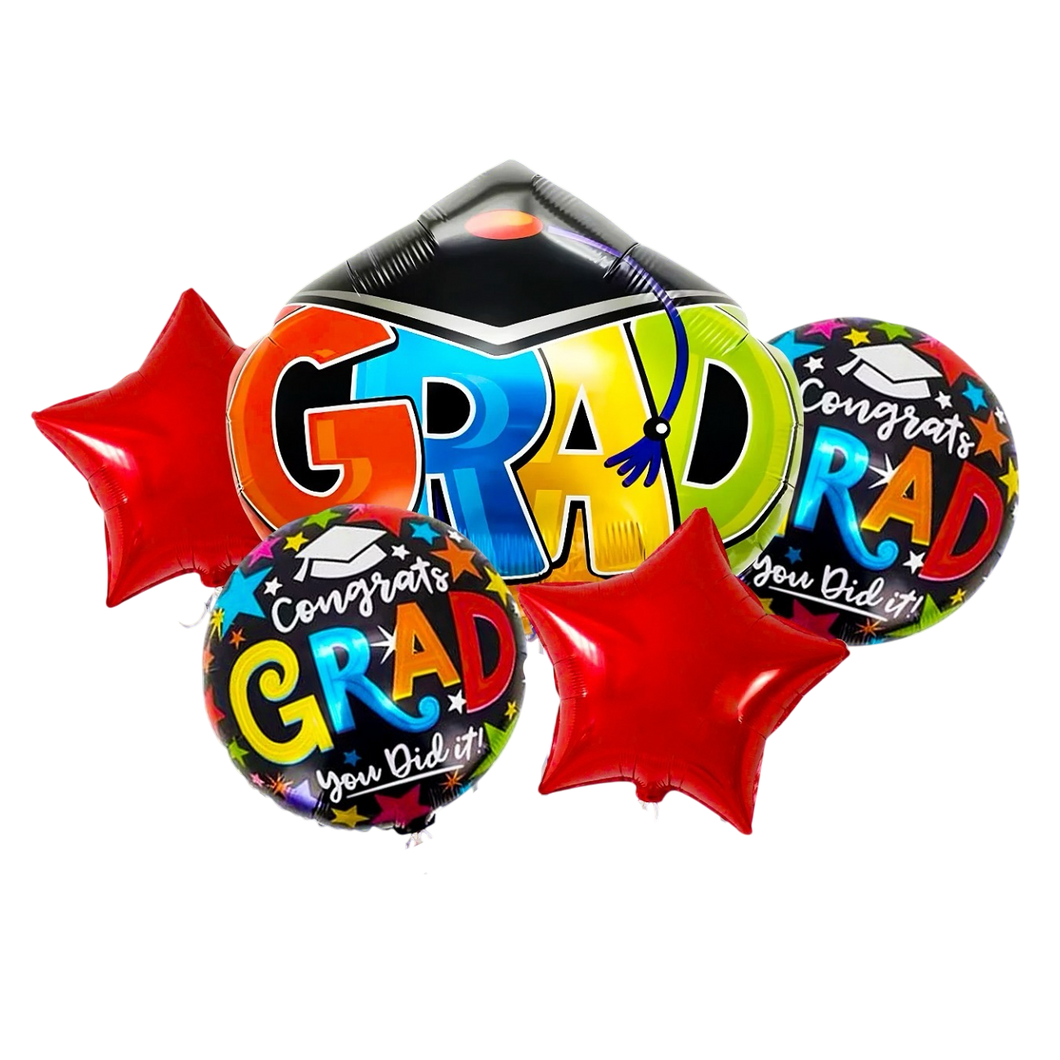 GLOBO FOIL GRAD BOUQUET - GRADUACION - 5 PIEZAS