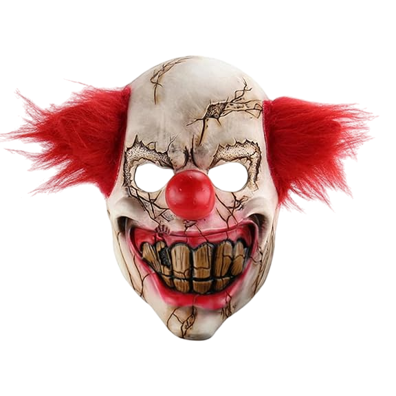 MÁSCARA DE PAYASO ATERRADOR - PARA ADULTO - LATEX - 1 UNID.