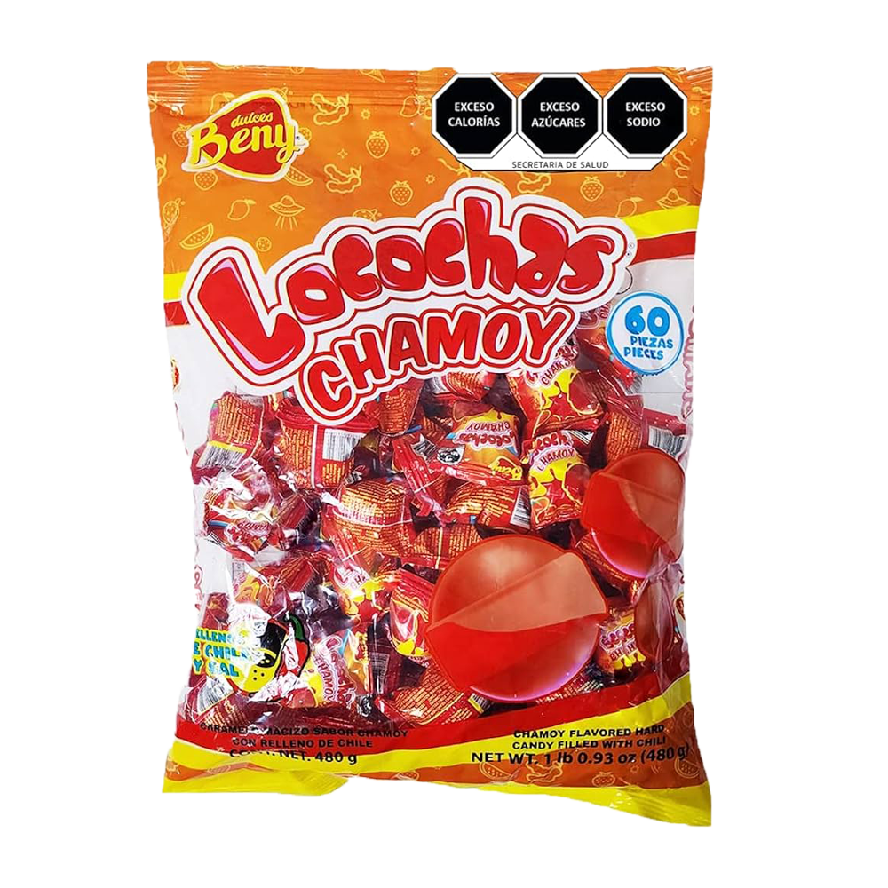 LOCOCHAS CHAMOY - CARAMELOS SABOR CHAMOY -480 GRAMOS -  1 UNID.