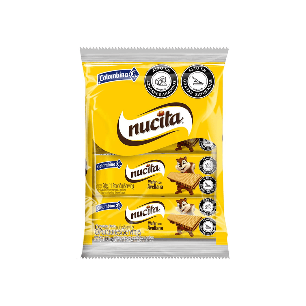GALLETAS NUCITA - WAFER CON AVELLANA - 8 UNID. - 160 GRAMOS