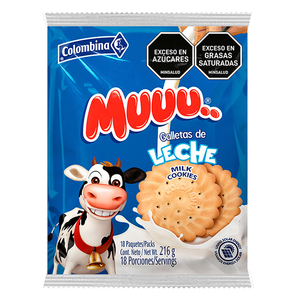 GALLETAS MUUU - SABOR LECHE - 18 UNID. - 216 GRAMOS