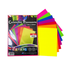Cargar imagen en el visor de la galería, CARTONCILLOS FLUORESCENTES - 210 GRAMOS - 50 UNID.
