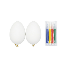 Cargar imagen en el visor de la galería, HUEVOS DE PASCUA BLANCOS PARA DECORAR - INCLUYE MARCADORES - 8 CENTIMETROS - 2 UNID.
