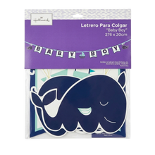 Cargar imagen en el visor de la galería, LETRERO PARA COLGAR BALLENITA - BABY SHOWER - 276X20 CM  - 1 UNID.
