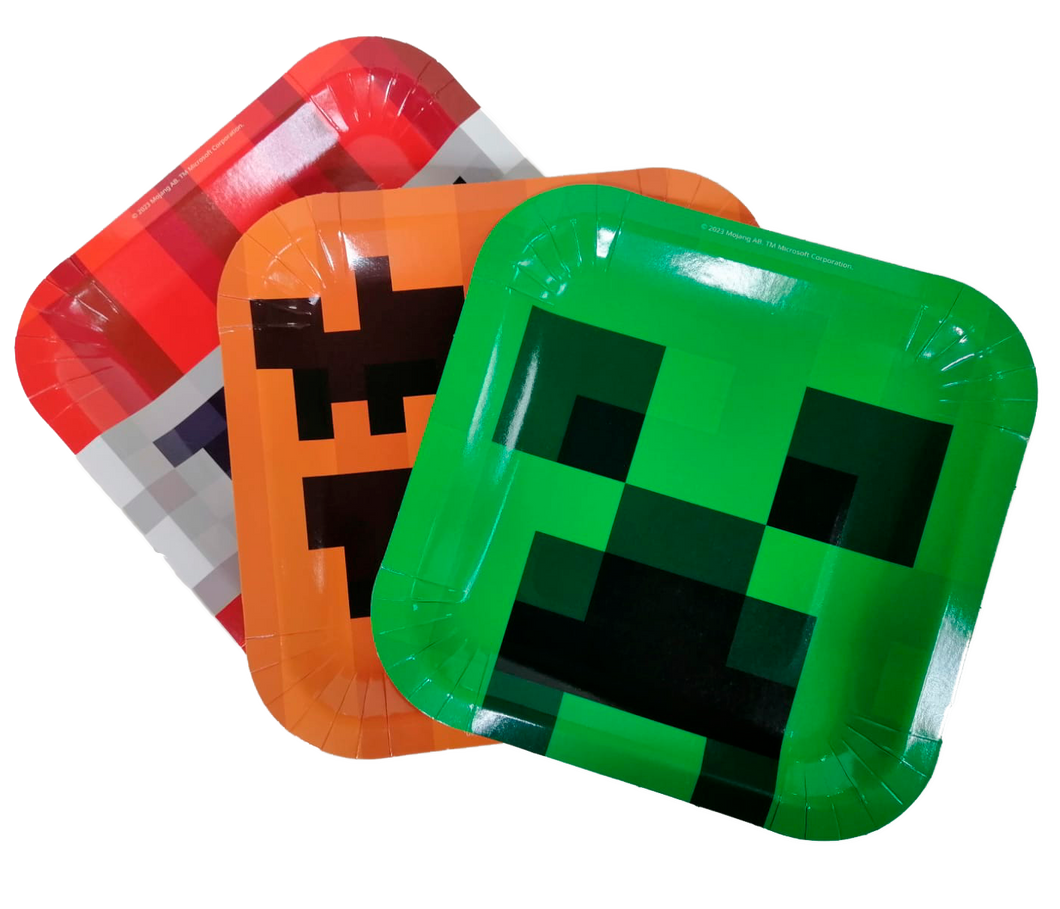 MINECRAFT PLATOS CUADRADADOS DE PAPEL - 7