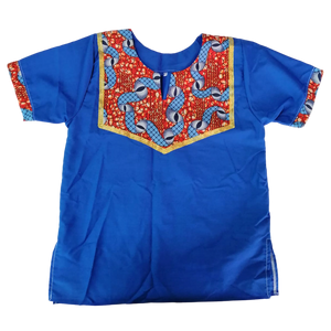 VESTUARIO ETNIA NEGRA PARA NIÑO AZUL - CAMISA y KUFI - 1 UNID.