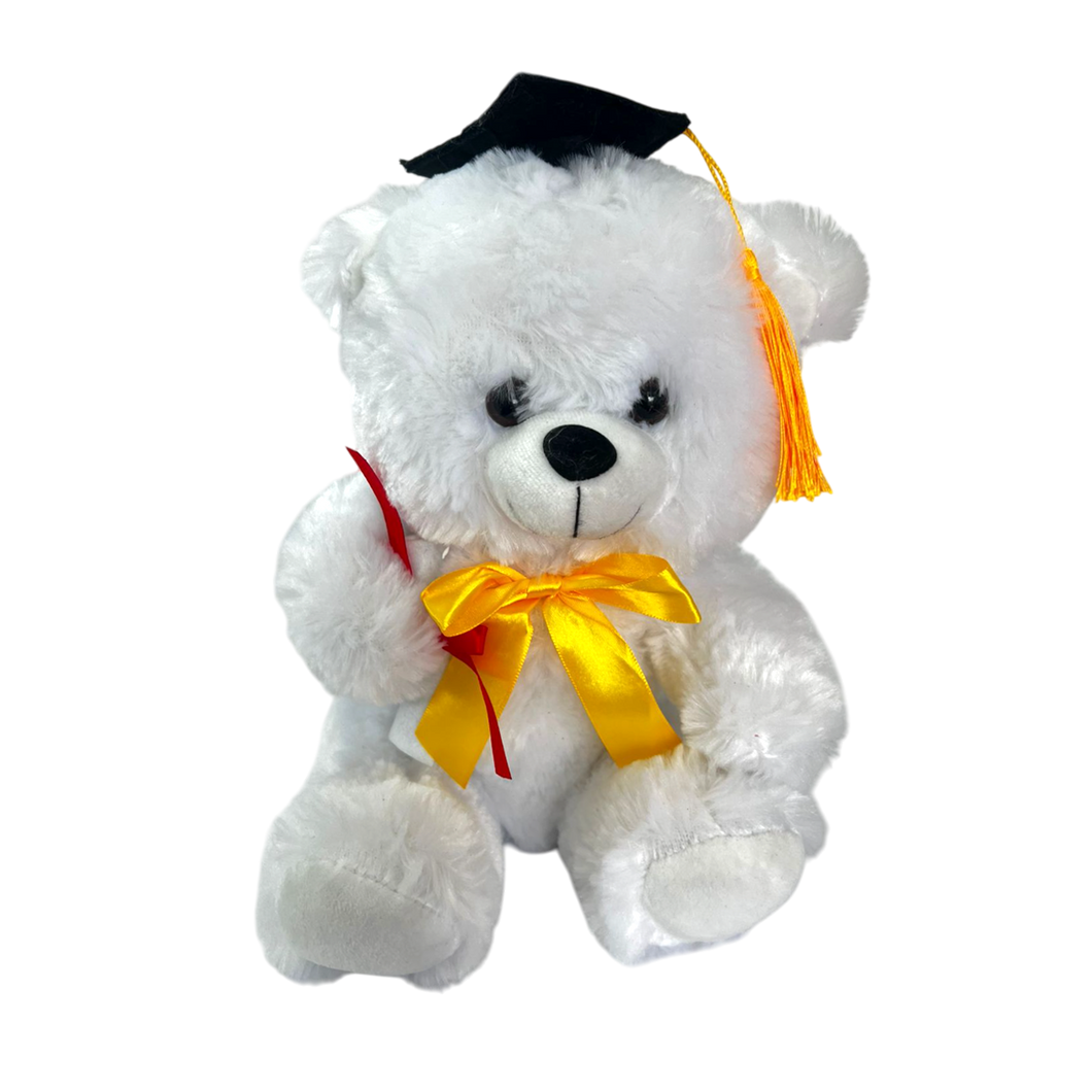 PELUCHE OSITO BLANCO GRADUADO - 27 CM - 1 UNID.