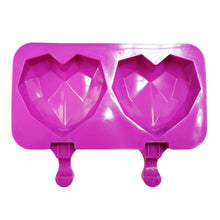 Cargar imagen en el visor de la galería, MOLDE DE SILICONA PARA PALETA DE CORAZON DIAMANTE - 2 CAVIDADES - 5.5X7.5 PULGADAS - 1 UNID.
