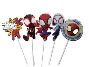SPIDEY AND AMAZING FRIENDS - SPIDERMAN TOPPERS - 4X4 PULGADAS - 6 UNID.