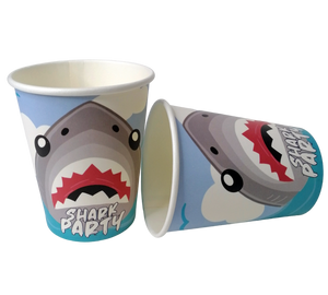 SHARK PARTY VASOS DE PAPEL - 9 OZ - 10 UNID.