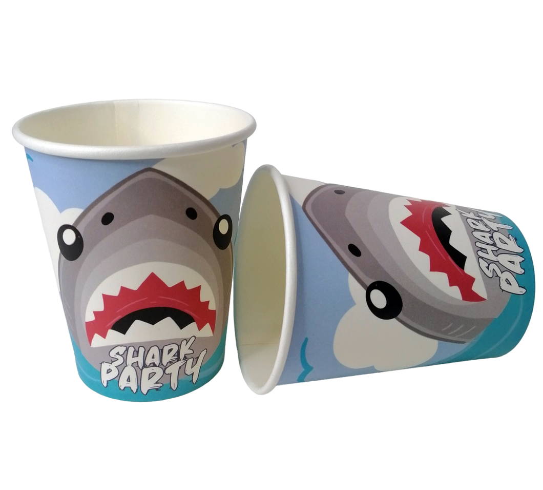 SHARK PARTY VASOS DE PAPEL - 9 OZ - 10 UNID.