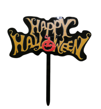 Cargar imagen en el visor de la galería, HAPPY HALLOWEEN CAKE TOPPER - ACRILICO - 4.5X4 PULGADAS - 1 UNID.
