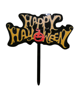 HAPPY HALLOWEEN CAKE TOPPER - ACRILICO - 4.5X4 PULGADAS - 1 UNID.