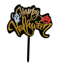 Cargar imagen en el visor de la galería, HAPPY HALLOWEEN CAKE TOPPER - ACRILICO - 4.5X4 PULGADAS - 1 UNID.
