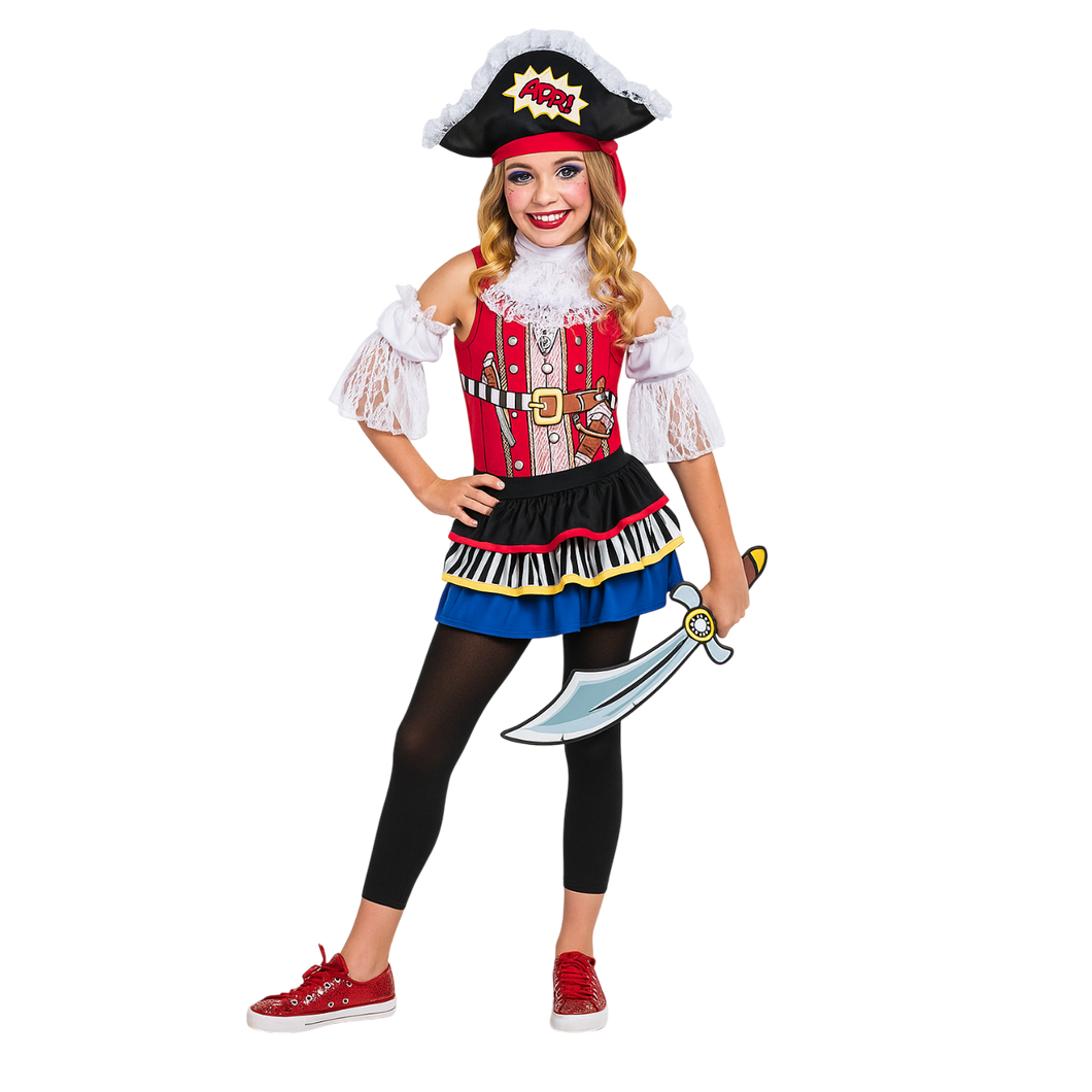 DISFRAZ DE PIRATA FASHION PARA NIÑA - TALLA 8 - 1 UNID.
