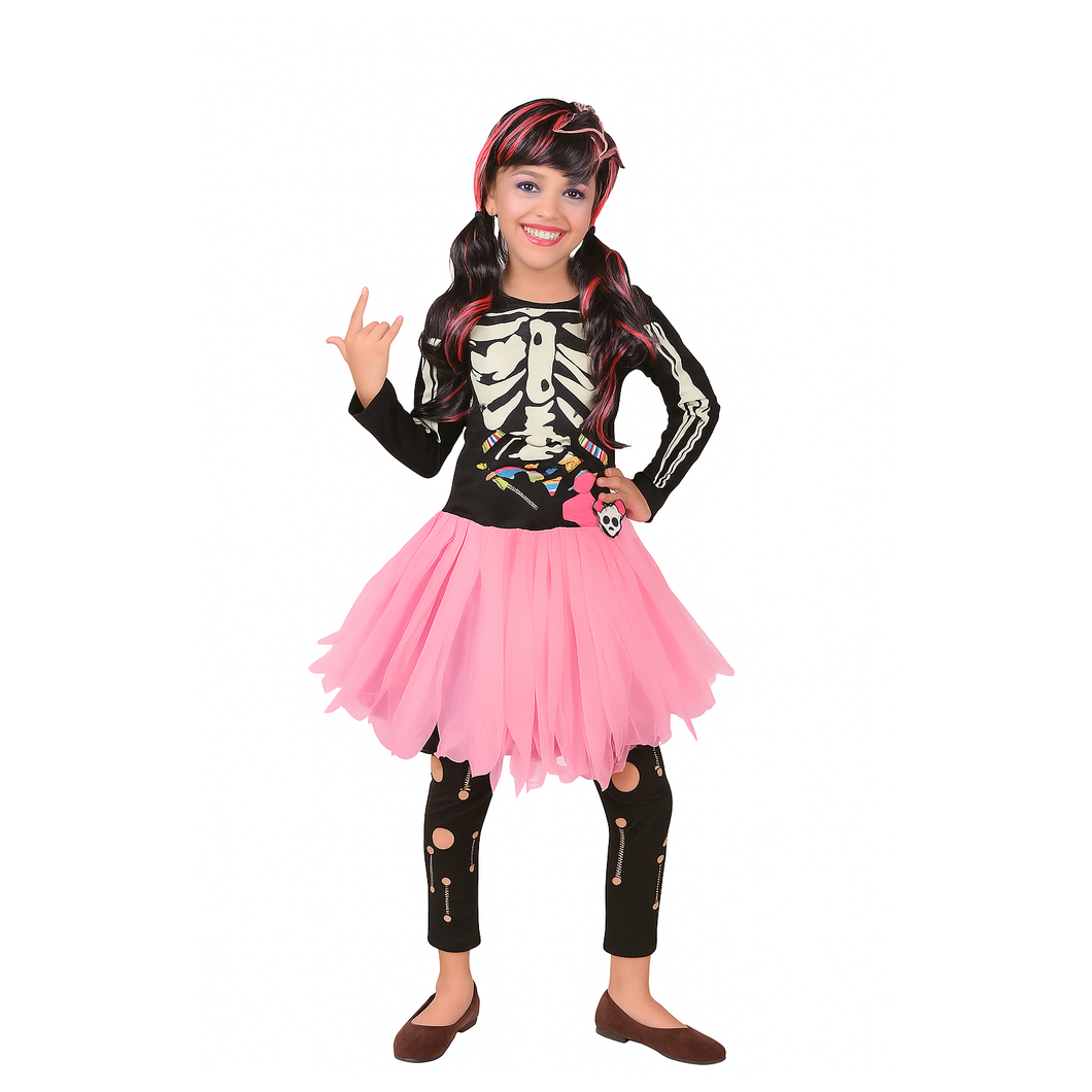 DISFRAZ DE CALAVERA PARA NIÑA - TALLA 10 - 1 UNID.