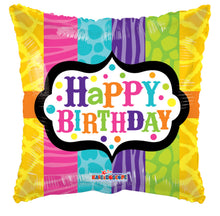 Cargar imagen en el visor de la galería, GLOBO FOIL 18&quot; HAPPY BIRTHDAY  CUADRADO - 1 UNID.
