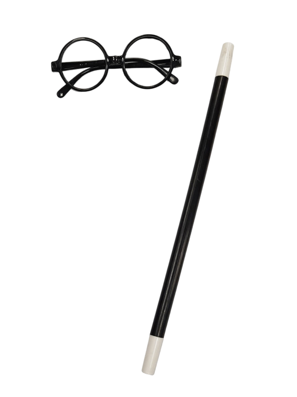 ACCESORIOS HARRY POTTER - VARITA Y LENTES PLASTICOS - 1 UNID.