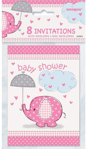 BABY SHOWER INVITACIONES NIÑA CON SOBRE - 9.5X13.5 CM - 8 UNID.
