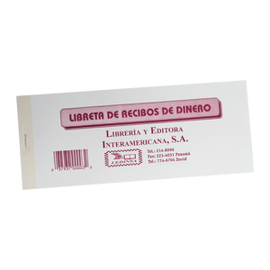 LIBRETA DE RECIBO DE DINERO PAPEL BOND 50 ORIGINALES CON COLILLA