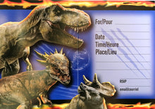 Cargar imagen en el visor de la galería, JURASSIC WORLD INVITACIONES CON SOBRE - 9.5X13.5 CM DOBLADAS - 8 UNID.
