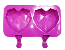 Cargar imagen en el visor de la galería, MOLDE DE SILICONA PARA PALETA DE CORAZON DIAMANTE - 2 CAVIDADES - 5.5X7.5 PULGADAS - 1 UNID.
