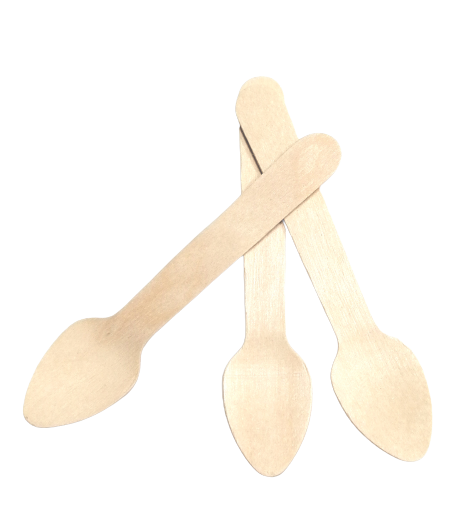 CUCHARITAS DE MADERA PARA POSTRES - 9.5 CENTIMETROS - 25 UNID.