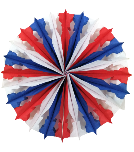 GUIRNALDA FIESTAS PATRIAS - ADORNO COLGANTE ABANICO PUNTA DE ESTRELLAS - 20 PULGADAS - 1 UNID.