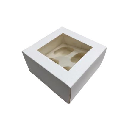 CAJA BLANCA DE CUPCAKE CON VISOR 7x7x4