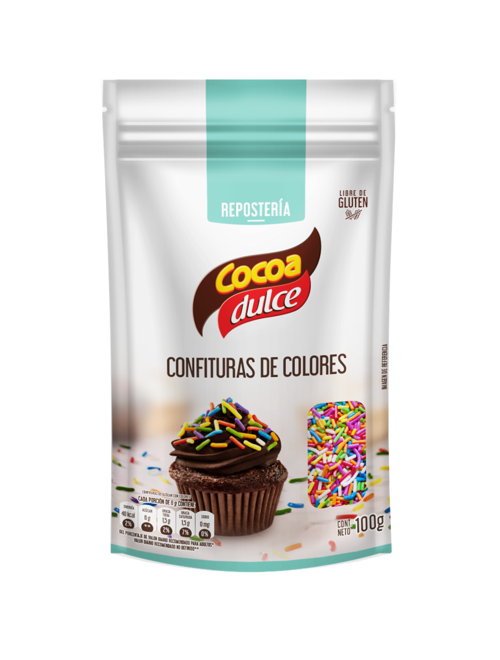 CONFITURAS DE COLORES COCOA DULCE - 100 GRAMOS - 1 UNID.