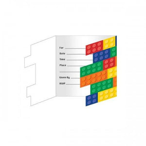 LEGO INVITACIONES PARA FIESTA CON SOBRE - 4.5X4.5 PULGADAS - 8 UNID.